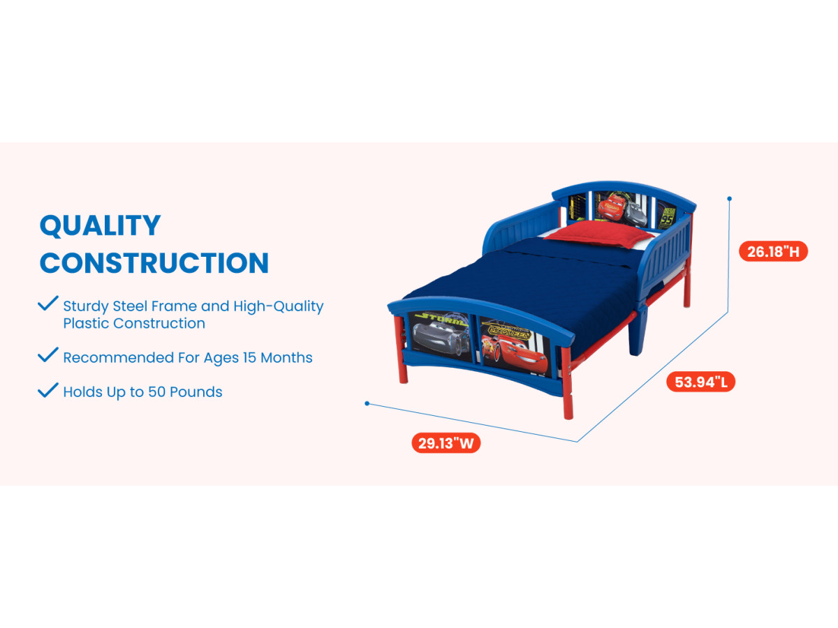 Delta Children Disney/Pixar Cars Plastic Toddler Bed, Blue