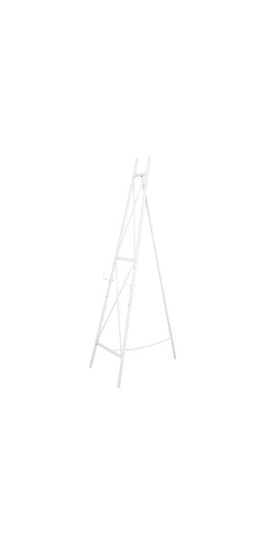 DecMode 19 x 64 White Metal Tall Adjustable Minimalist Display Stand 3  Tier Easel with Chain Support, 1-Piece 
