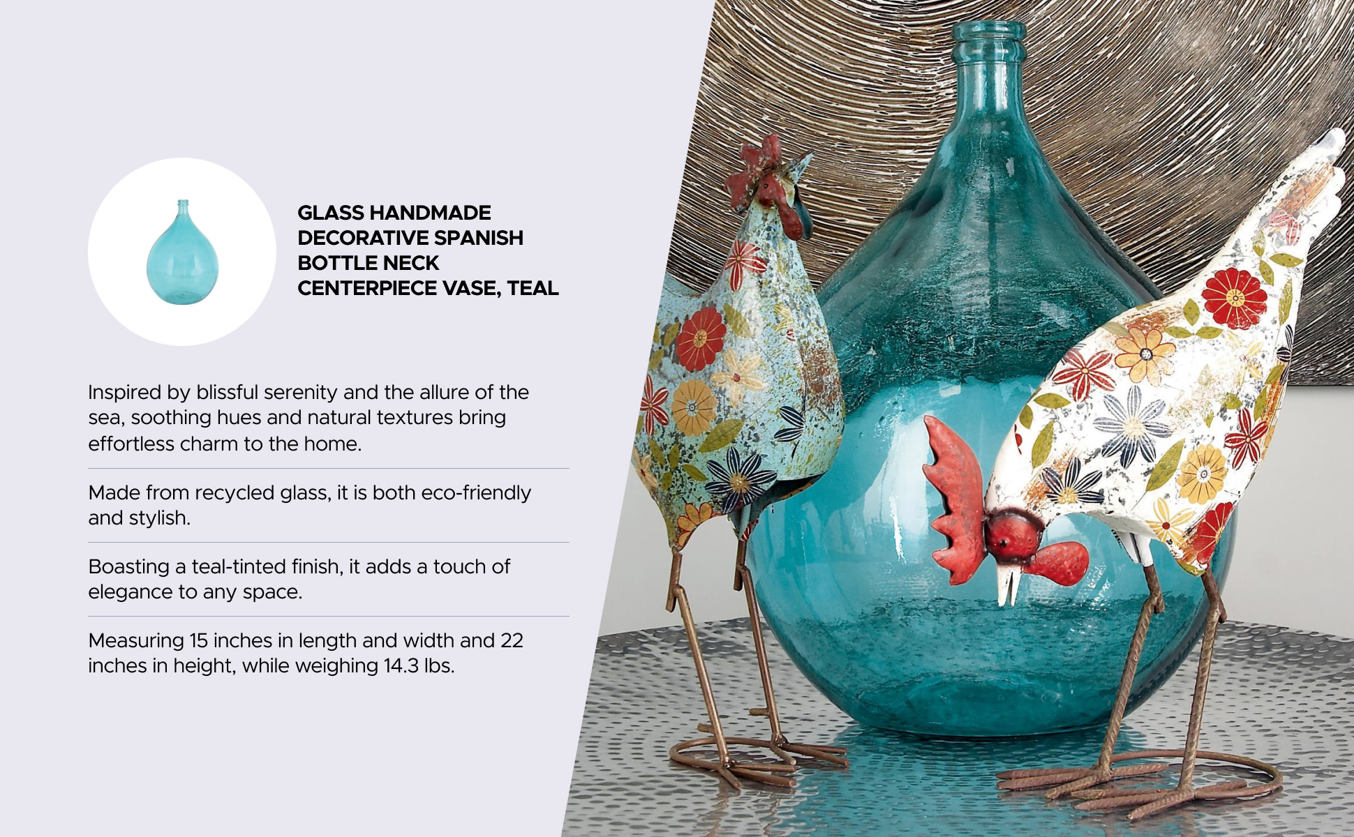 Deco 79 Coastal Teal Vase