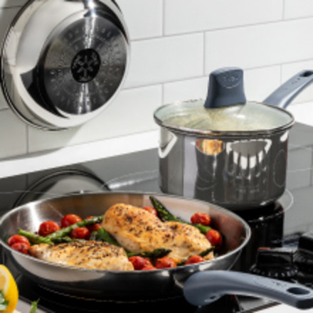 T-fal Daily Cook Stainless Steel, 12 Piece Pots and Pans Cookware