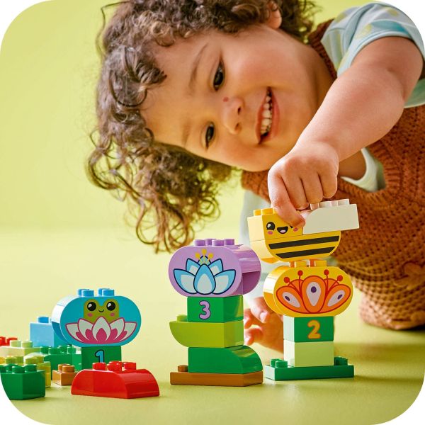 This stacking toy improves fine motor skills.