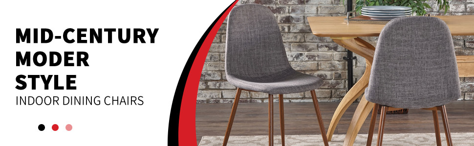 椅子 rinarina Raina Light Grey and Dark Brown Fabric Dining Chairs (Set of