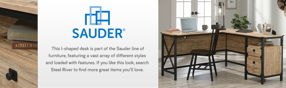 Sauder Steel River® Milled Mesquite Small Desk with Drawers