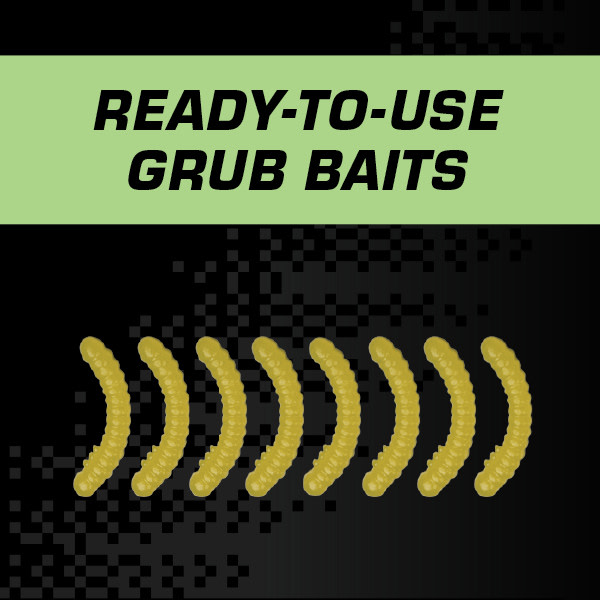 Ready-to-use Grub Baits, graphic of 8 grubs