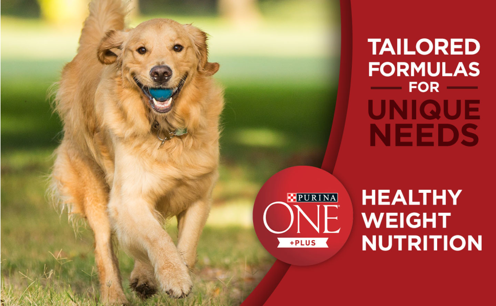 Purina one. Tailored formulas for unique needs. Healthy weight nutrition.