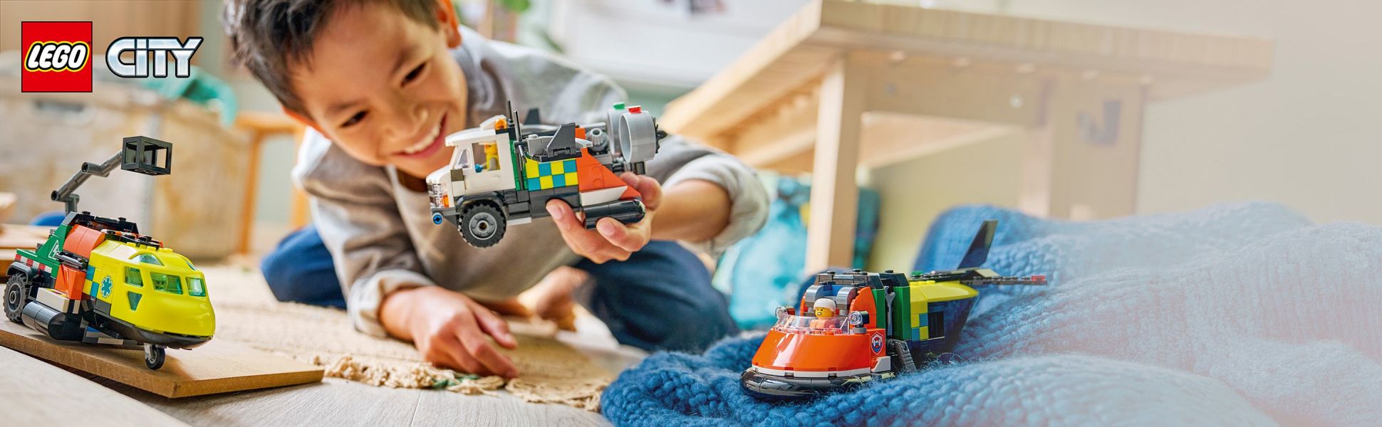 Endless action awaits with the LEGO City Airplane, Service Truck &amp; Hovercraft Remix, featuring 3 combinable action toys.