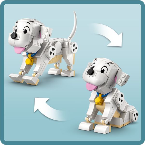 Movable heads, legs and tails let pups sit, stand or lay down.