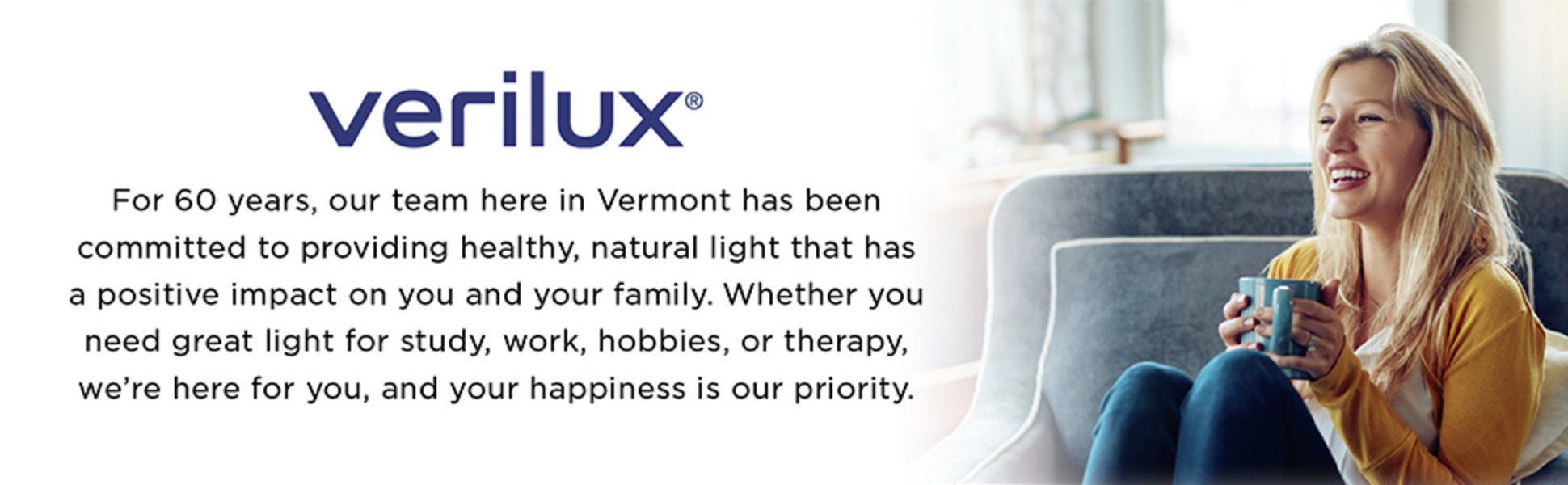 Verilux® HappyLight® Full-Size - UV-Free Therapy Lamp, Bright White Light  with 10,000 Lux, Adjustable Brightness, 2 Interchangeable Lenses,  Detachable