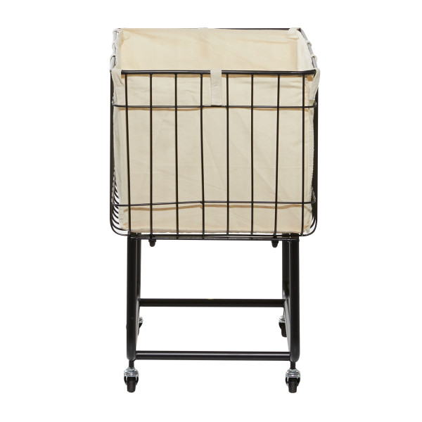 Litton Lane Black Deep Set Wire Basket Storage Cart with Wheels