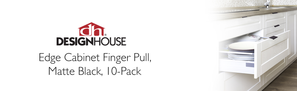 Design House 206623-BLK Edge 1.06-inch C-C Cabinet Finger Pull, Matte  Black, 10-Pack