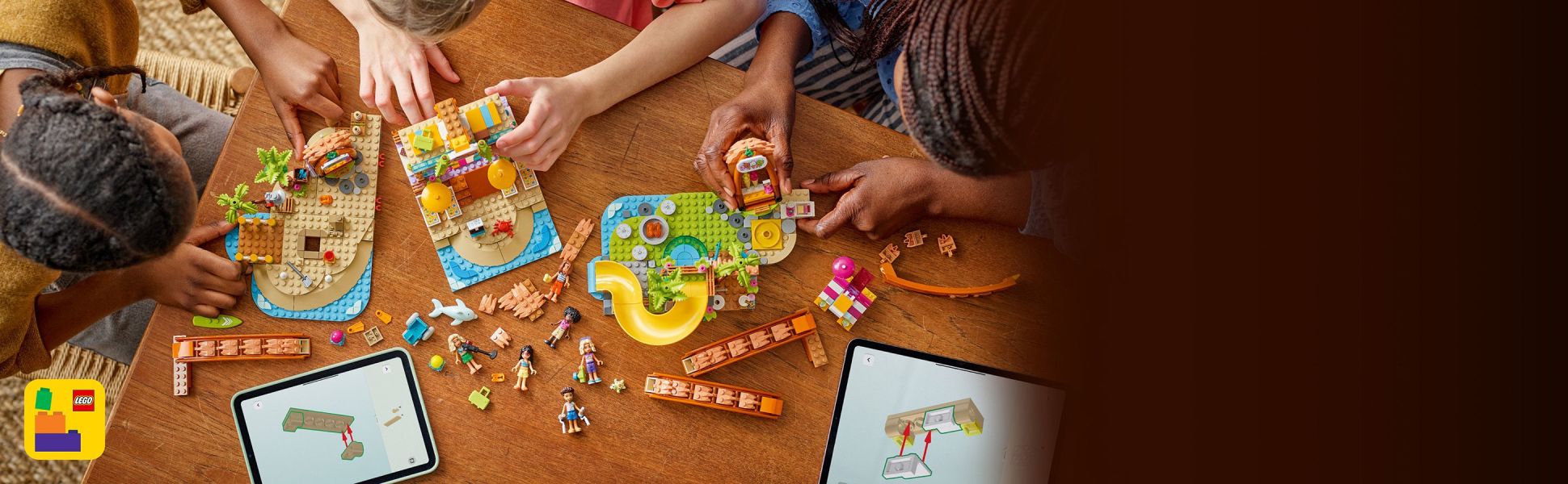The LEGO Builder app offers a fun and collaborative Build Together experience when constructing this set.