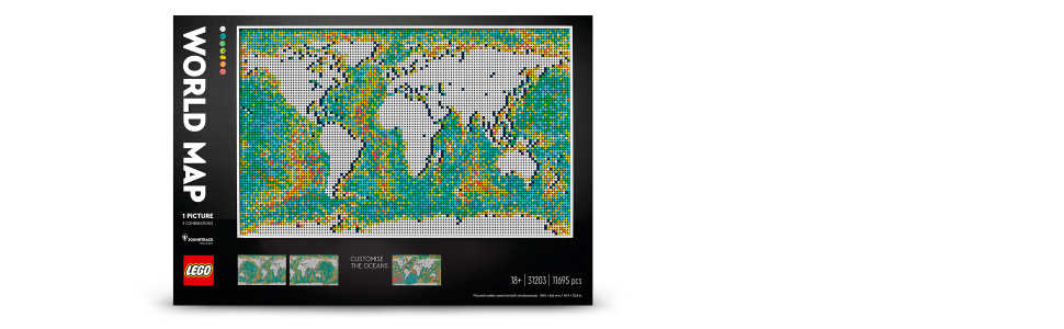 LEGO Art World Map 31203 Building Set - Collectibe Wall Art for Adults,  Featuring Accompanying Soundtrack, Great Home Office Decor for Passionate 