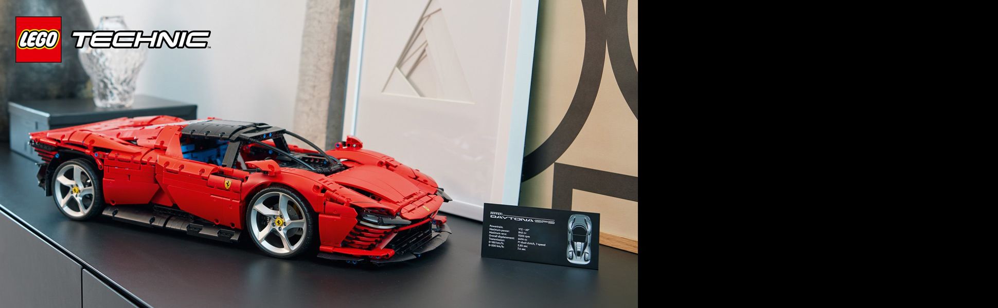 Fuel your creativity as you assemble all the details of an iconic supercar with this 1:8 scale LEGO Technic Ferrari Daytona SP3 replica model.