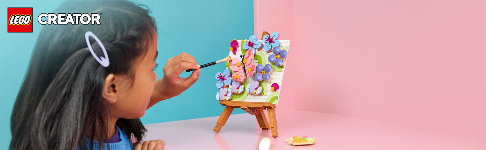 Kids can build this LEGO Creator 3 in 1 flower painting toy, then rebuild it into a picture frame or a flamingo sketch and a paint palette.