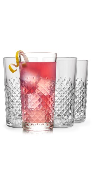 Libbey Carats Tumbler Glasses, 14-ounce, Set of 4