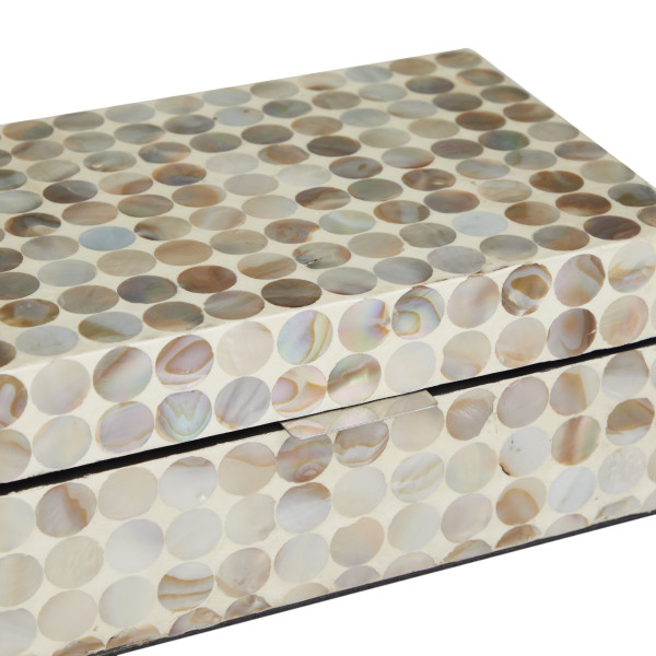 DecMode Coastal Cream Mother of Pearl Geometric Box with
