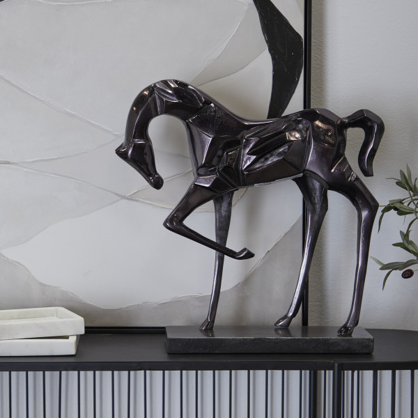 Sculpture contemporaine 40 x 24 cm en aluminium noir - ELEGANCE