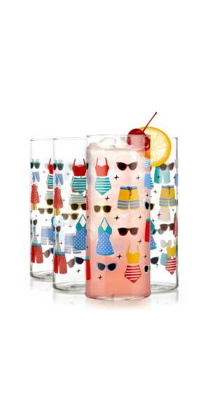 Libbey Vintage Swimsuits Cooler Glasses, 16-ounce, Set of 4