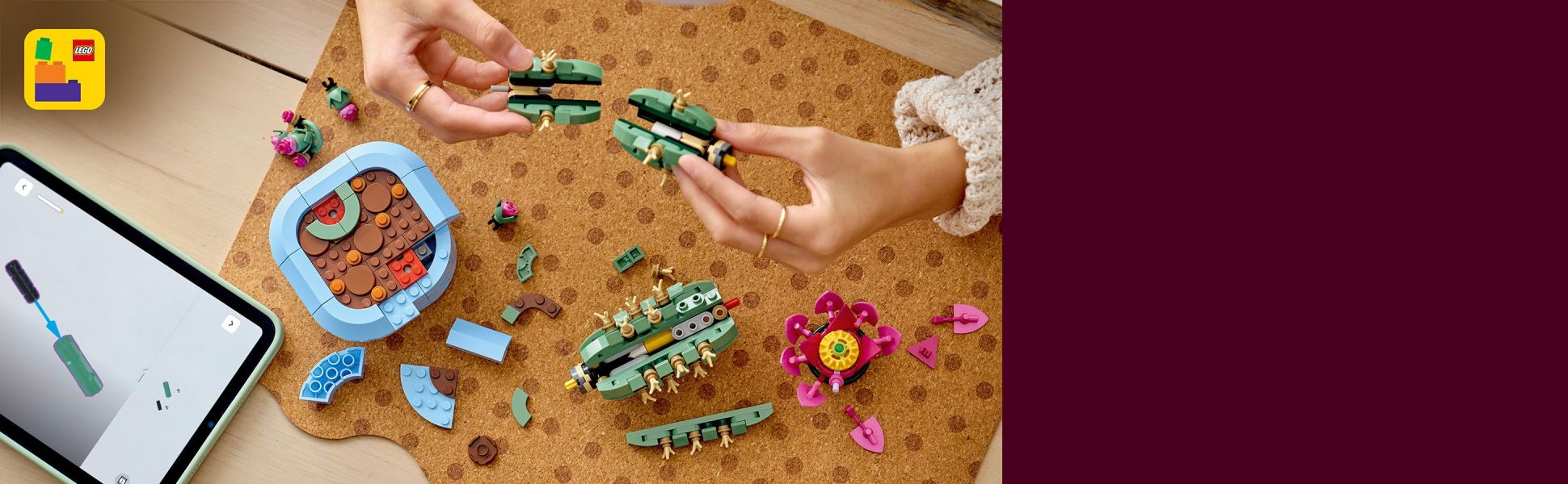 The building instructions are available in the LEGO Builder app, where kids can track their progress and rotate their builds.