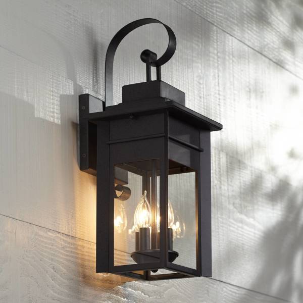 Ferris Outdoor Wall Sconce Light Fixture Black/Clear - Nathan James