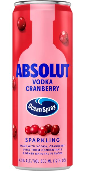 Absolut + Ocean Spray Cranberry Ready to Drink Vodka Cocktail, 4 Pack, 12oz Cans, 4.5% ABV