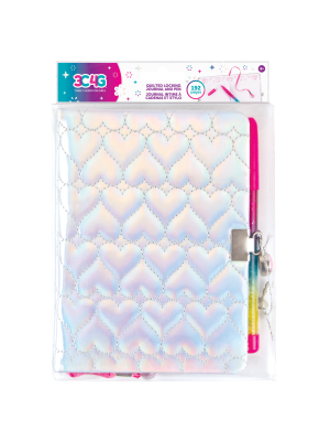 Three Cheers for Girls: Quilted Locking 192 Page Journal & Pen - Silver  with Rainbow Pen, Teens Tweens & Girls 6+ 