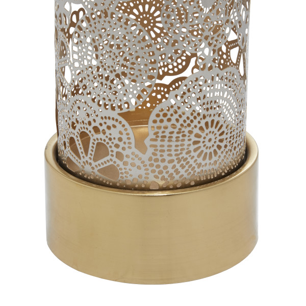 Buy Gold Tiger Striped Metal Lantern with Candles