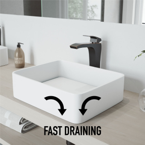 Vigo VGT995 Jasmine Matte Stone Vessel Bathroom Sink Set with Olus Wall Mount Faucet in Matte Black