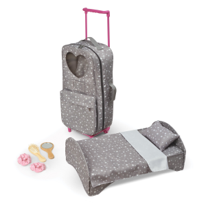 badger basket doll travel backpack with plush friend compartment Double Case - Fits 18 Inch Dolls - Includes 2 Doll Beds, Blankets, Storage Compartments, Carry Handle inch dolls Badger Basket Trolley Doll Carrier