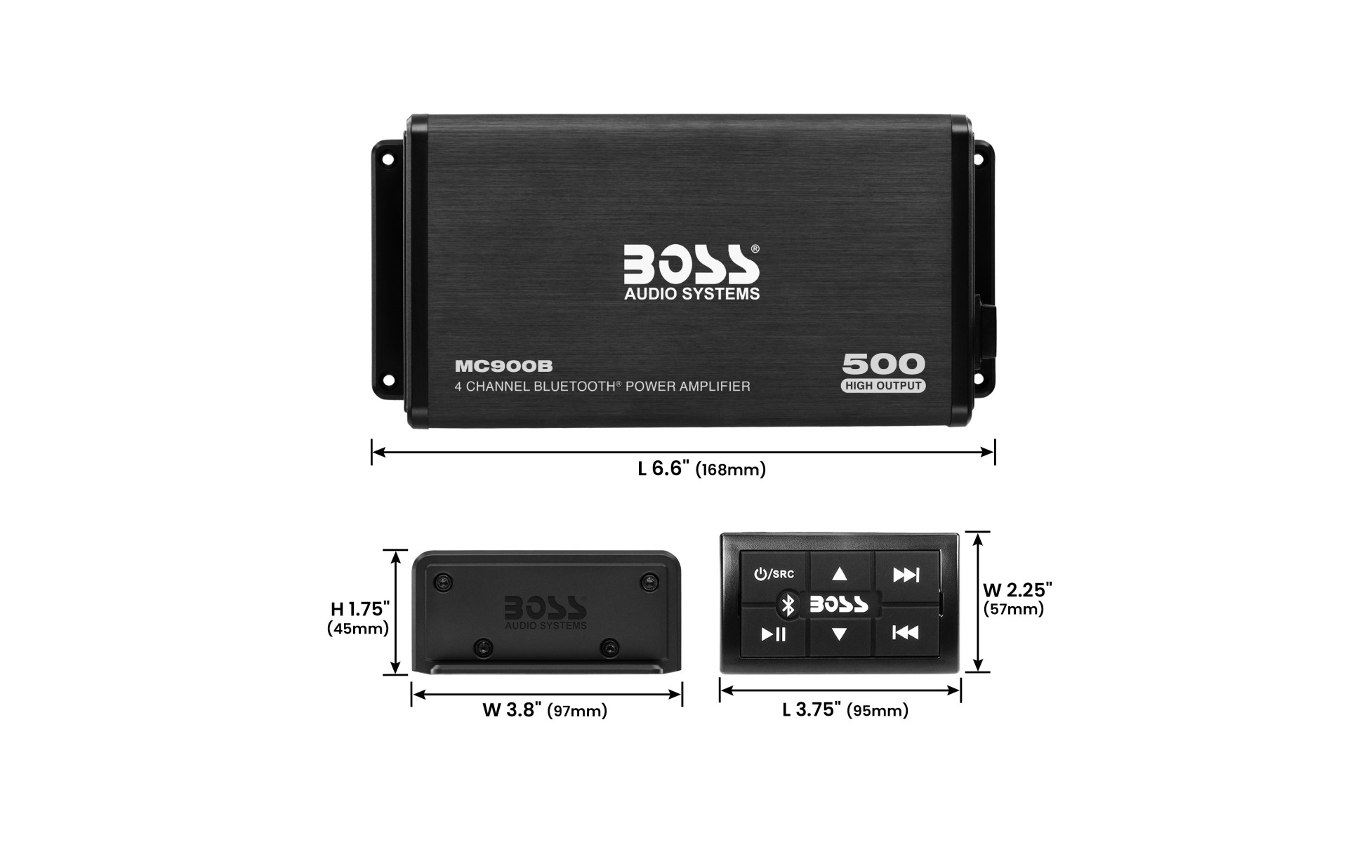 【未使用品】BOSS Audio Systems MC900B 500W BOSS Audio Systems MC900B 4 Channel Class A/B Amplifier For