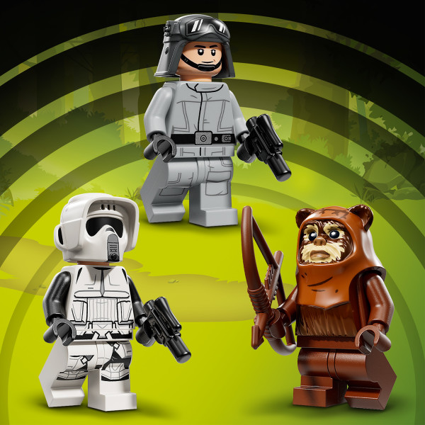 SMART Wicket with his bow, an AT-ST Driver and a Scout Trooper.