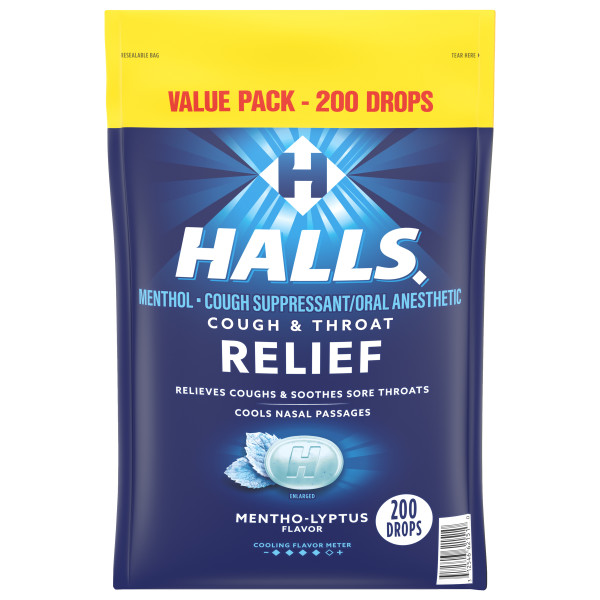 Halls Cough Suppressant Cherry Cough Drops Triple Soothing Action, 200  Count in the Snacks & Candy department at