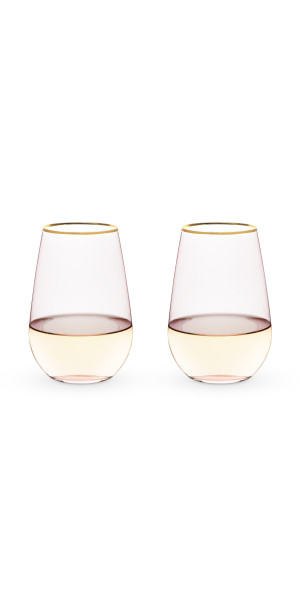 Twine Aqua Bubble Stemless Wine Glass Set