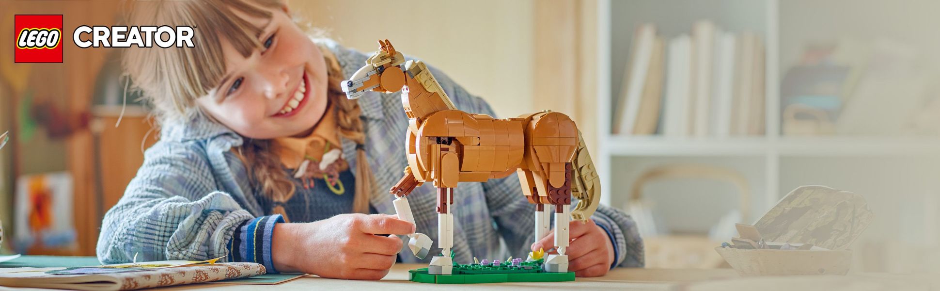 Using the same bricks, animal lovers and LEGO fans can build a Beautiful Horse model then rebuild it into a deer or bear toy.