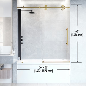 VIGO Elan 56 to 60 in. W x 66 in. H Sliding Frameless Tub Door in ...