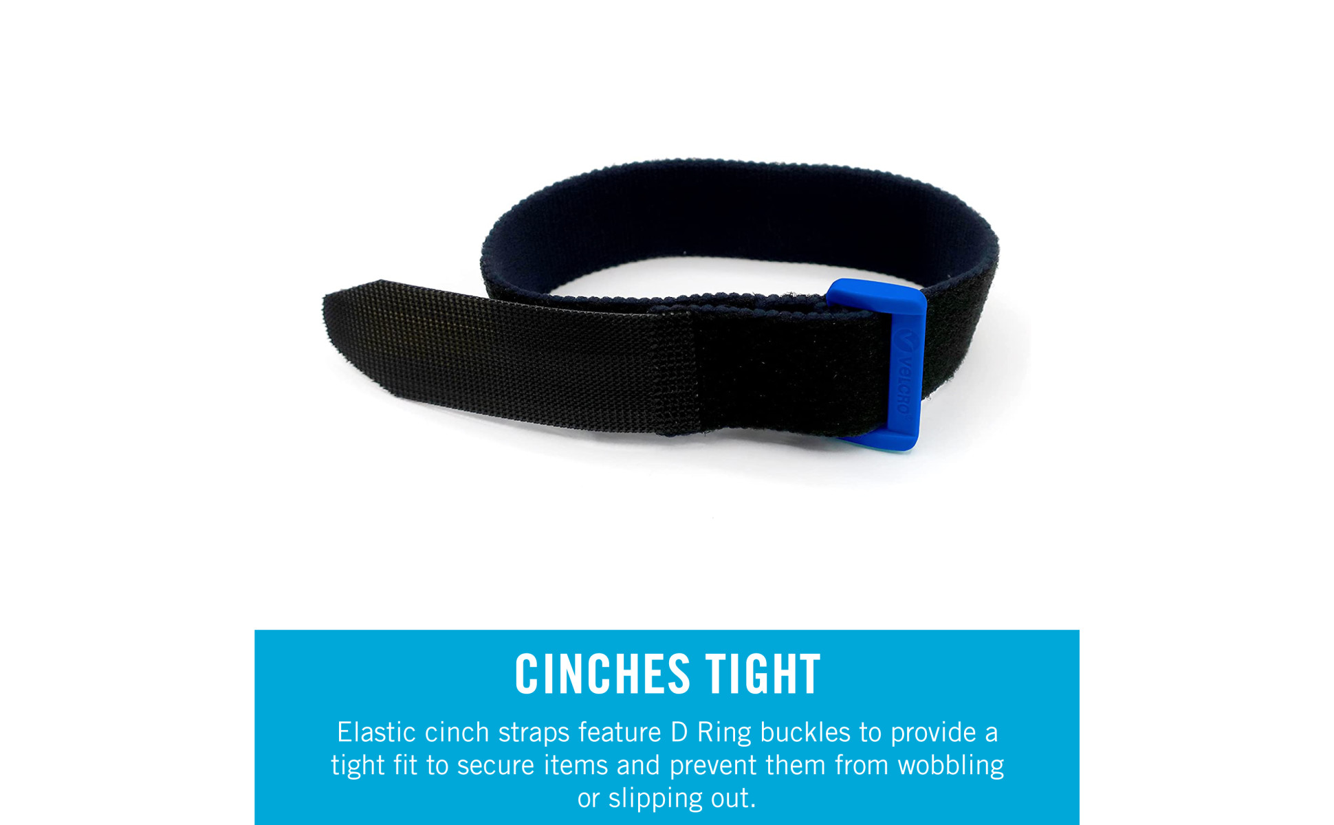 VELCRO Brand Elastic Cinch Strap 15X1 2/Pkg-Black 