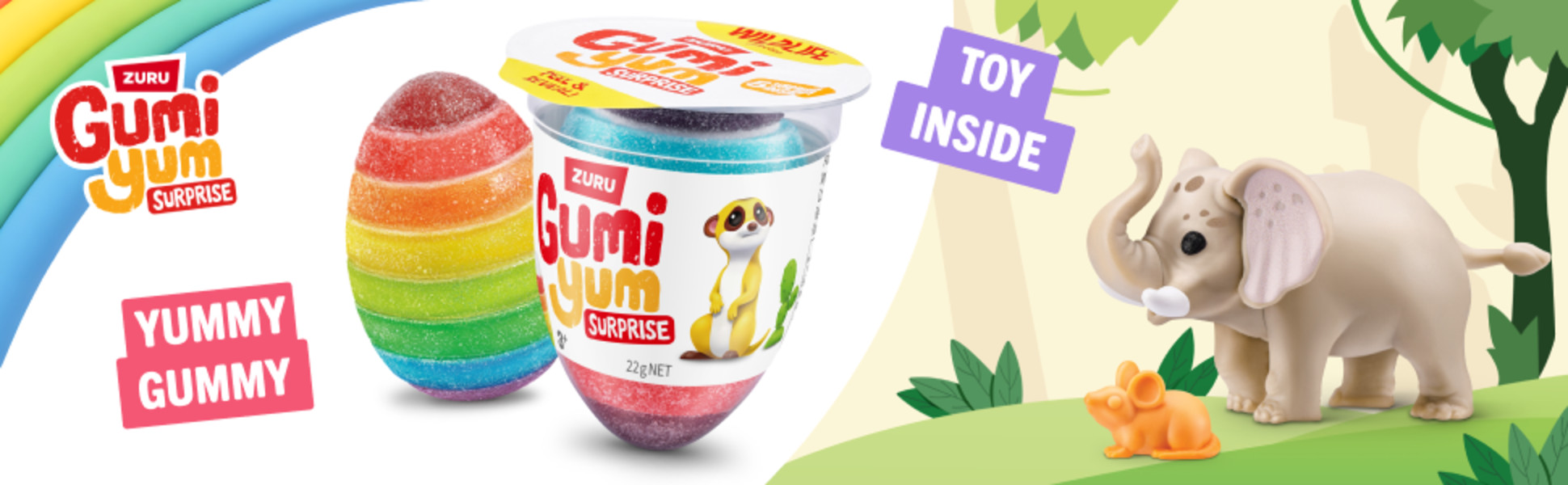 GUMI YUM Wildlife Gumi Yum Surprise Fruit Flavor Candy Egg with