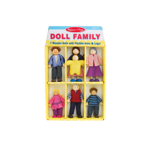 Melissa & Doug 7-Piece Poseable Wooden Doll Family for Dollhouse