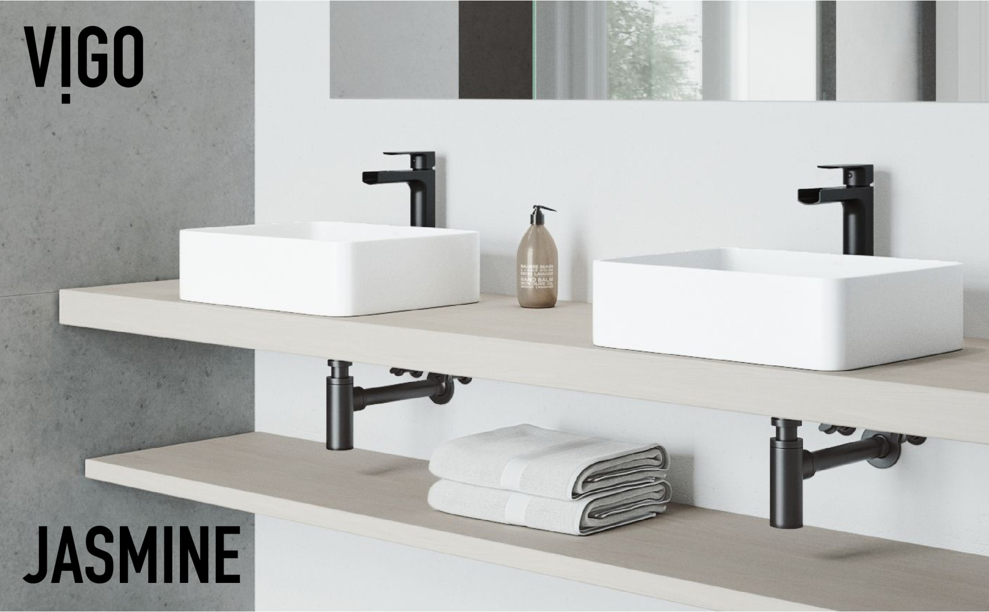 VIGO Matte Stone Jasmine Composite Rectangular Vessel