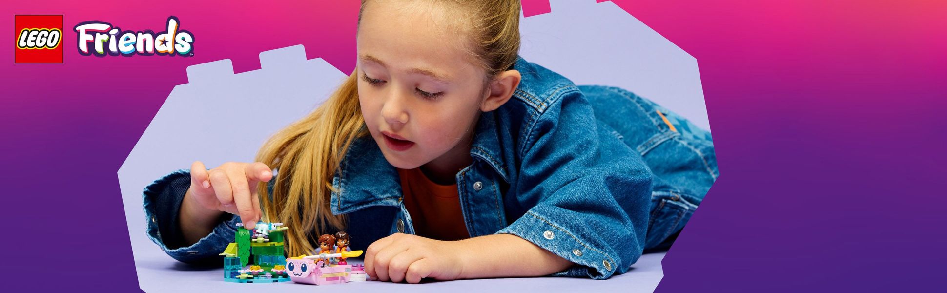 Inspire storytelling with a cute axolotl-themed explorer boat featuring a wobbling tail, oars and 2 life vests.