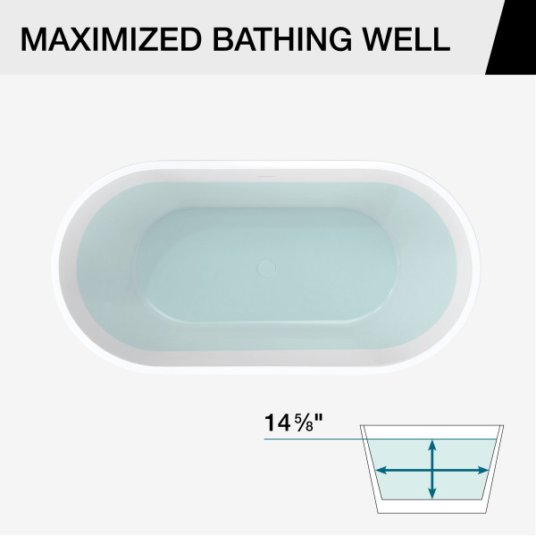 MAAX Calinda 60 in x 30 in Acrylic Non-Whirlpool Freestanding Oval