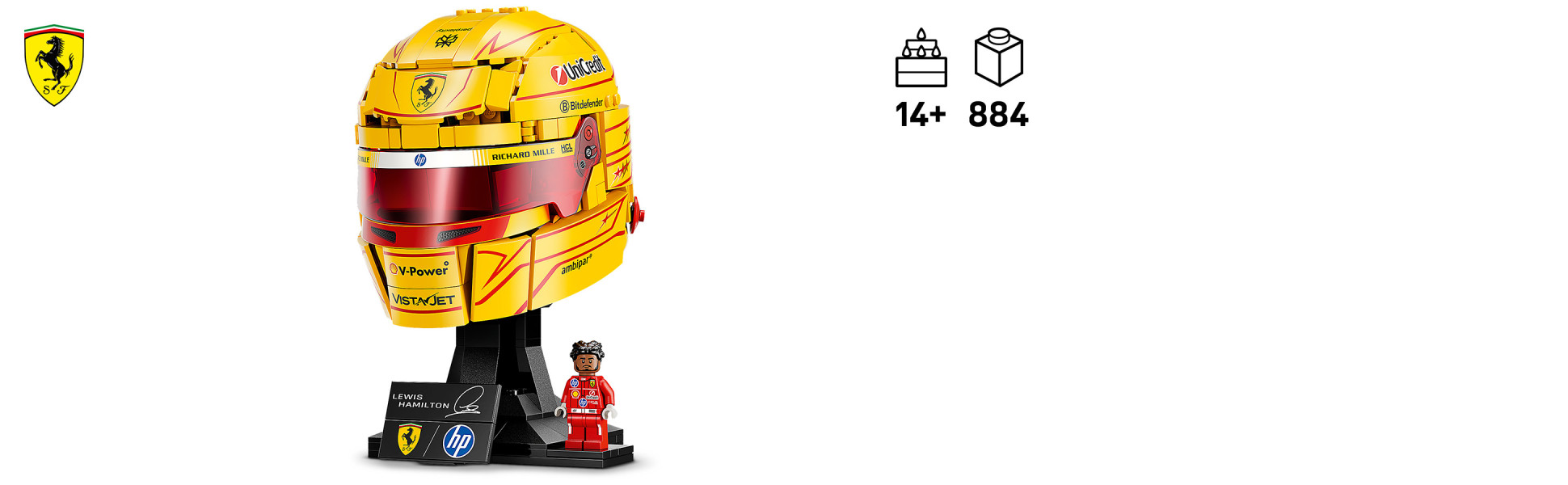 Fans will be thrilled to discover this detailed model, inspired by Lewis Hamilton’s F1 helmets over the years.