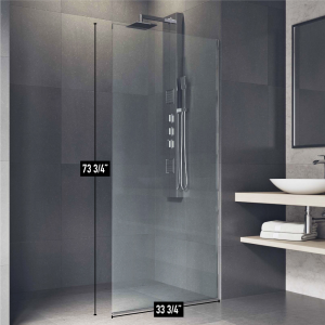 VIGO Zenith 34 in. W x 74 in. H Frameless Fixed Shower