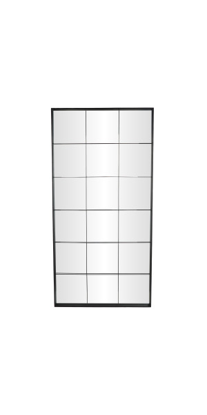 Contemporary Black Metal Floor Mirror