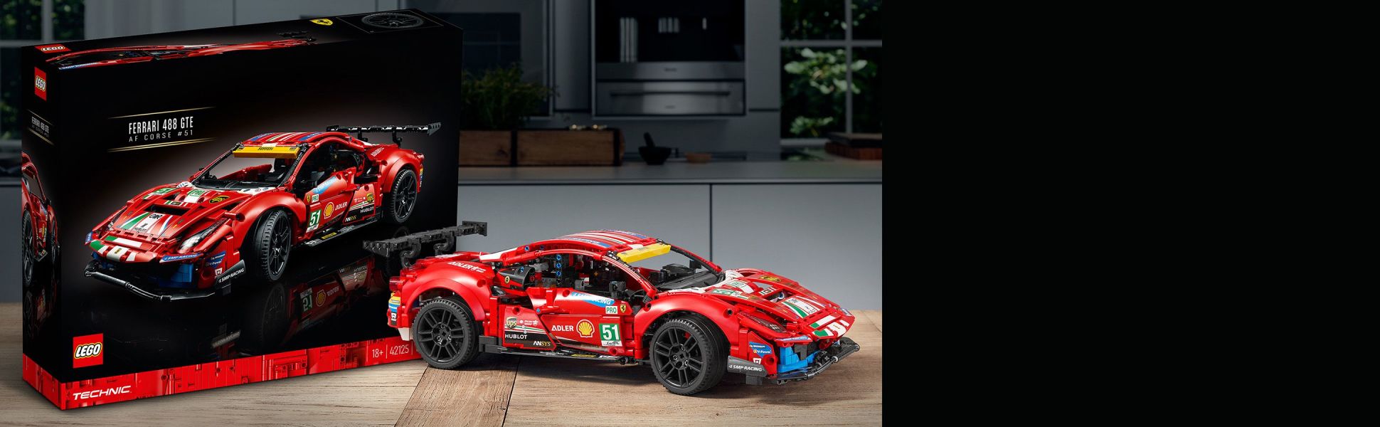 LEGO Technic Ferrari 488 GTE “AF Corse #51” 42125 - Champion GT Series  Sports Race Car, Exclusive Collectible Model Kit, Collectors Set for Adults  to