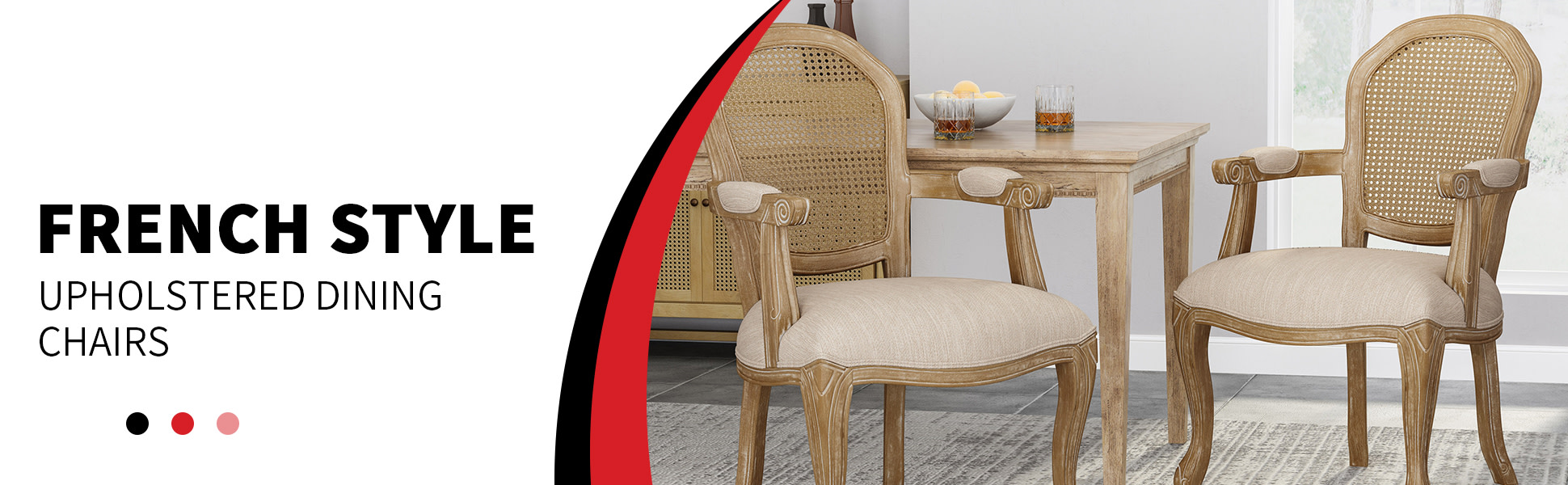 Noble House McKone Beige and Natural Wood and Cane Upholstered Dining Arm  Chair (Set of 2) 107827 - The Home Depot