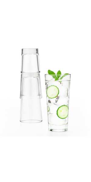 Libbey Endeavor Stacking Cooler Glasses, 16oz, Set of 12