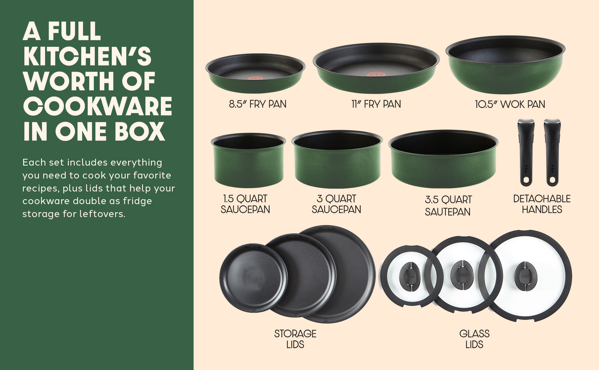 T-fal Ingenio Expertise, Nonstick Cookware Set, 14 Piece