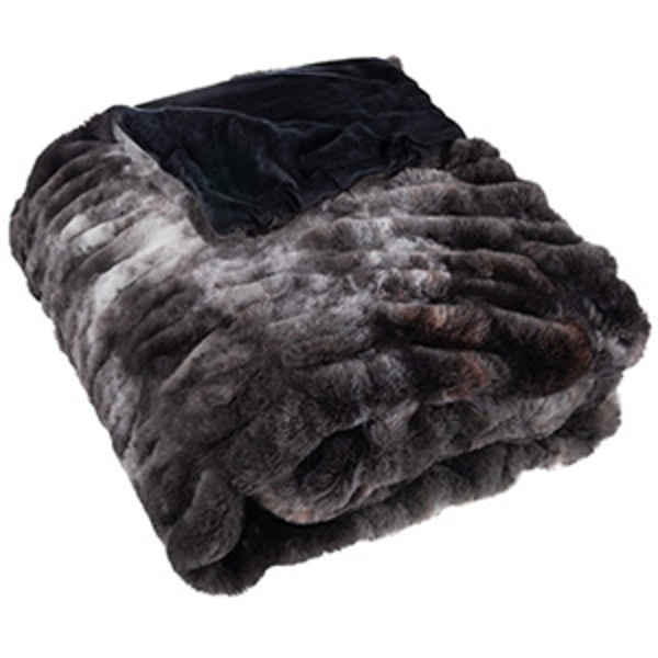 Lavish Home 60x80 Ruched Jacquard Faux Fur Blanket for Sofa and