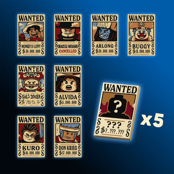 Display 5 of 8 collectible ‘Wanted’ posters.
